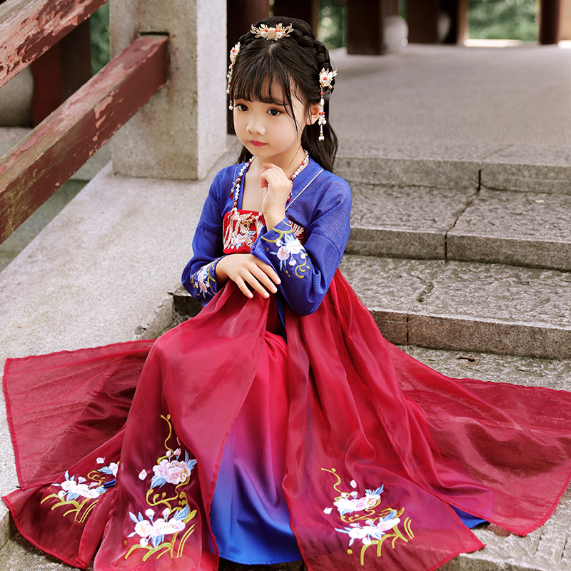 旗铂qibo忘川红长袖汉服中国风唐装超仙春装襦裙古装连衣裙