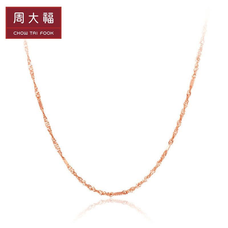 周大福 珠宝首饰时尚优雅水波瓦片K金链18K金项链E105821图片