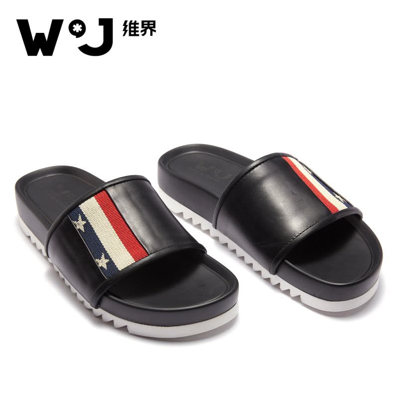 维界夏季潮流版式一字拖鞋青春时尚家用户外两用简约男鞋时尚个性图片