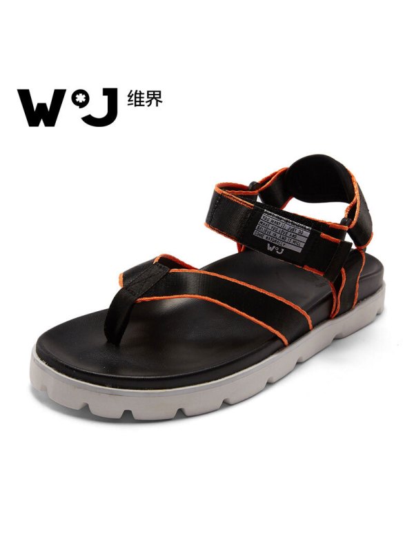 维界华丽撞色新款织带潮流人字夹脚凉鞋