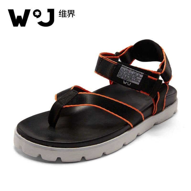 维界华丽撞色新款织带潮流人字夹脚凉鞋图片
