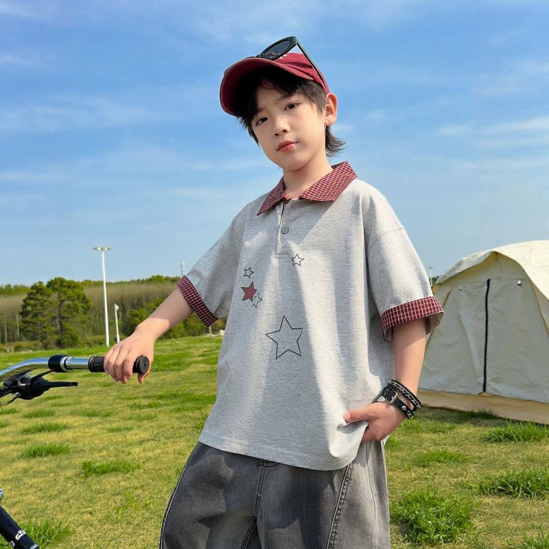 男童夏装短袖polo衫T恤2026新款中大儿童夏季薄款休闲上衣潮T图片