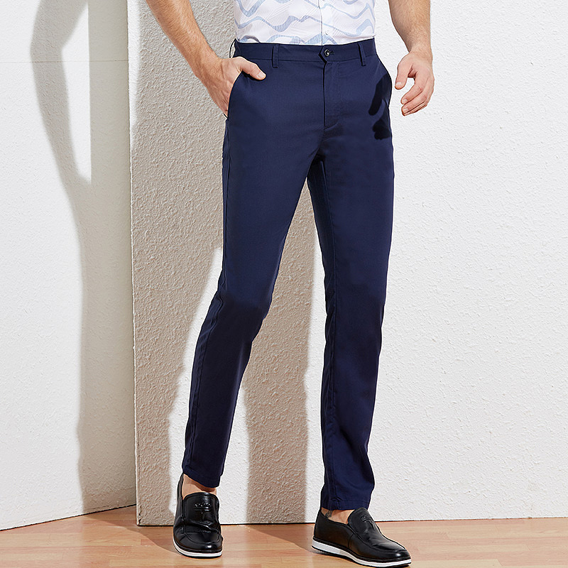 才子男装旗舰店官方夏季款休闲裤青年微弹天丝直筒修身长裤