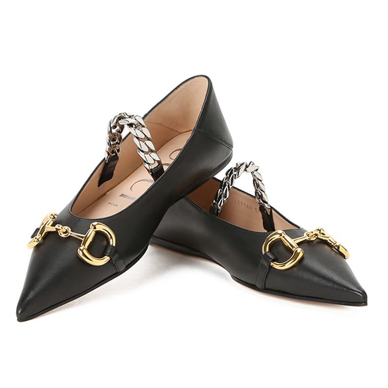 古驰 GUCCI 芭蕾舞平底鞋 马衔扣光面皮621161 女士低帮鞋平跟鞋图片