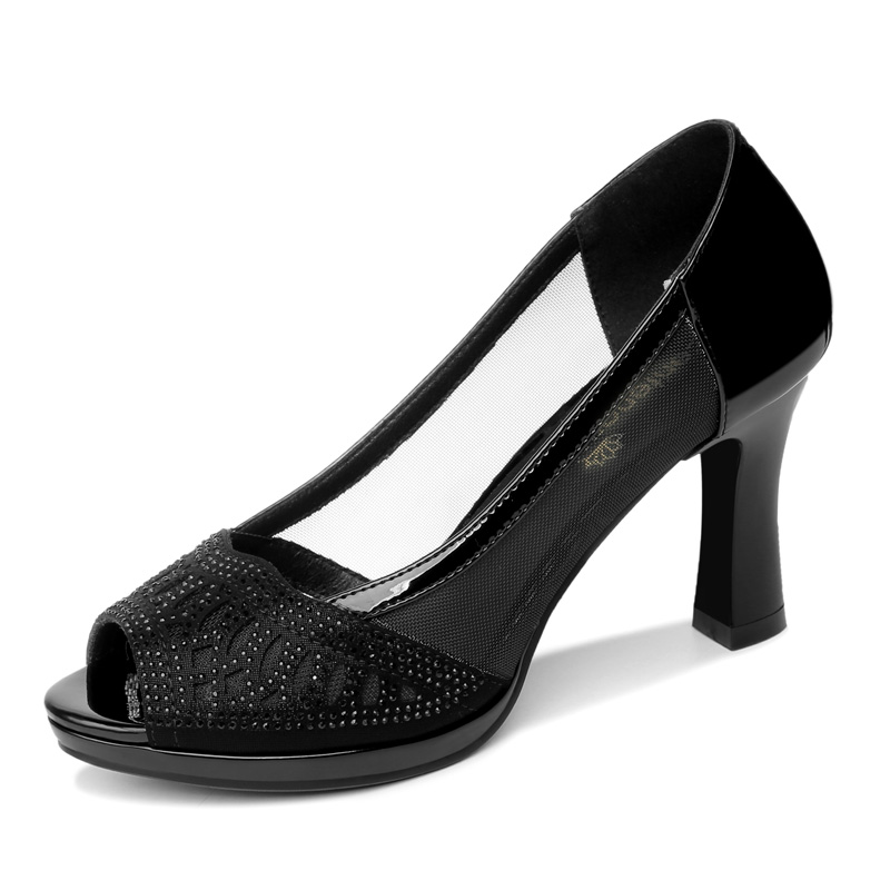 高跟女鞋】时尚浅口鱼嘴春夏季女款单鞋高跟女士凉鞋1904