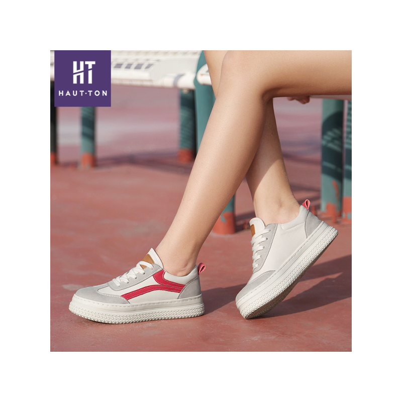 皓顿（HAUTTON）女鞋休闲鞋女2018新品小白鞋女士单鞋