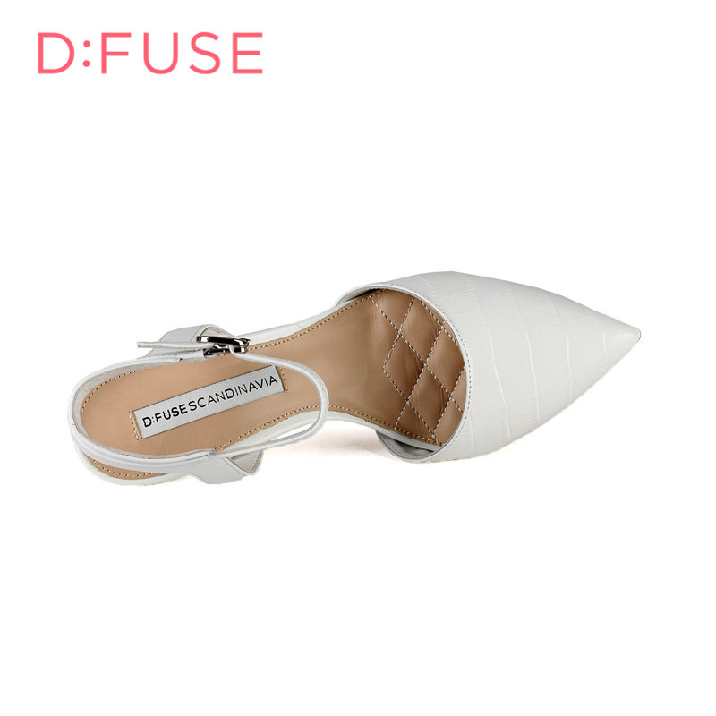 D：Fuse迪芙斯牛皮革/羊皮革尖头后空女单鞋 DF61113021