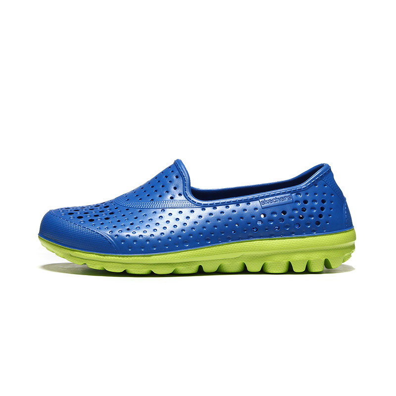 skechers斯凯奇男童休闲鞋套脚透气疏水凉鞋92165L 92165L/BLLM蓝色+柠檬色