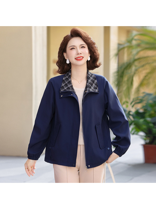 翻领妈妈装春装外套女50岁时尚休闲中老年女装长袖婆婆装中年装女