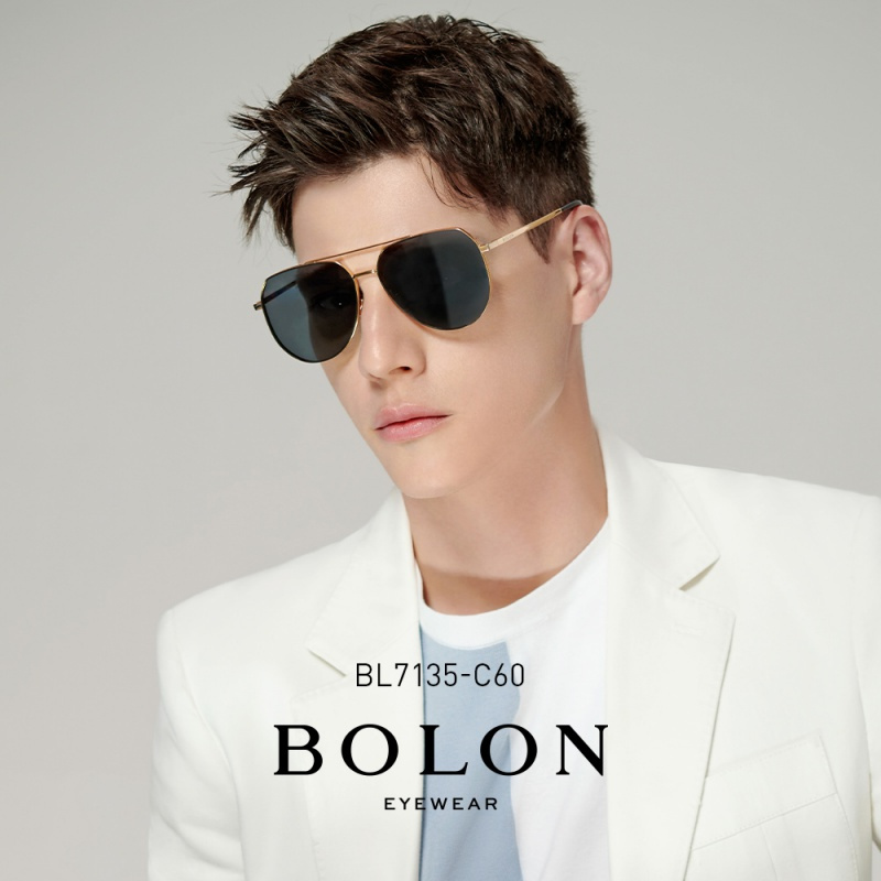 BOLON暴龙眼镜2021太阳镜男士偏光蛤蟆镜飞行员框墨镜BL7135