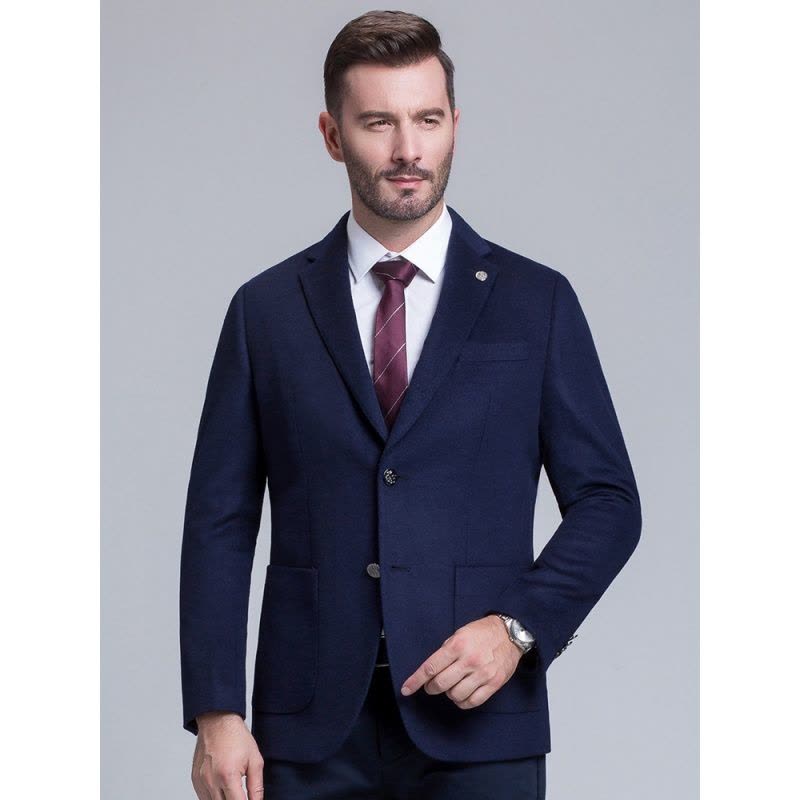 恒源祥羊毛西服男 2018秋新款中年男士休闲西装纯色外套便服单西图片