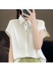 无袖缎面真丝衬衫女短袖上衣高级感正装夏季叠穿醋酸打底衬衣