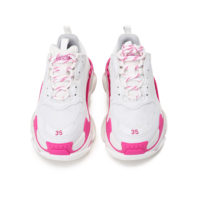 巴黎世家 BALENCIAGA 女士TRIPLE S系列织物/聚氨酯系带休闲运动鞋老爹鞋厚底鞋 524039 W2CA3