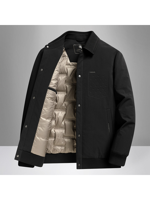 英伦风秋冬时尚潮流夹克羽绒服男士翻领90白鸭绒青年休闲羽绒外套