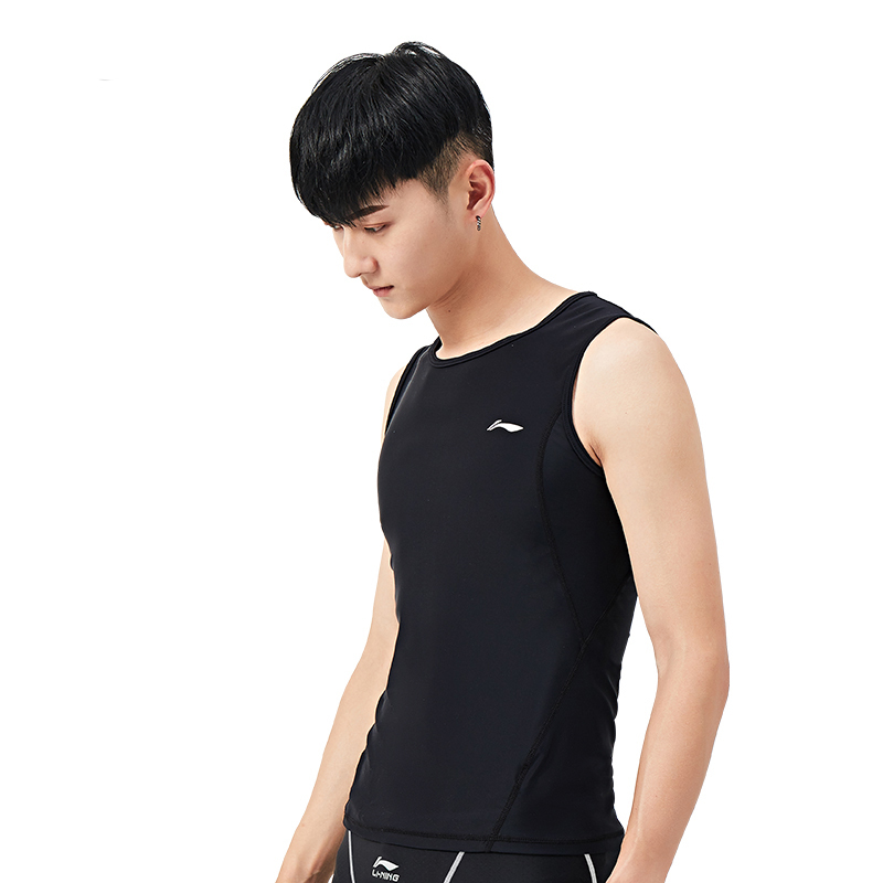 李宁男士泳衣上衣游泳衣防尴尬游泳装备速干国潮435游泳背心视频