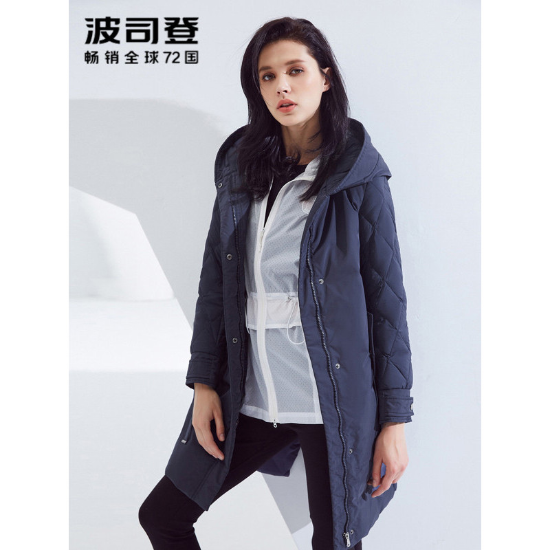 波司登BOSIDENG羽绒服 女士冬季中长款厚款秋冬季休闲百搭连帽风衣外套B80131132