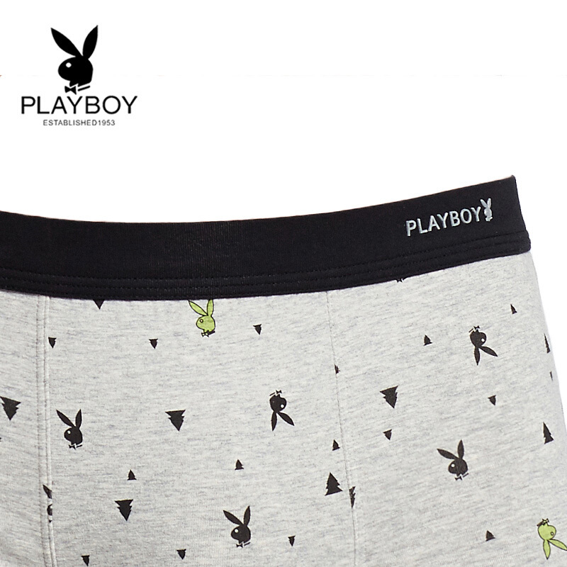 [苏宁自营]PLAYBOY花花公子男士内裤男弹力棉四季兔头印花滴胶平角裤头3条礼盒装5889