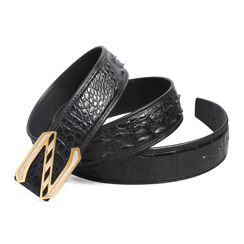 配送送男友生日礼物裤腰带真皮板扣鳄鱼皮纹裤带男式腰带男士休闲皮带