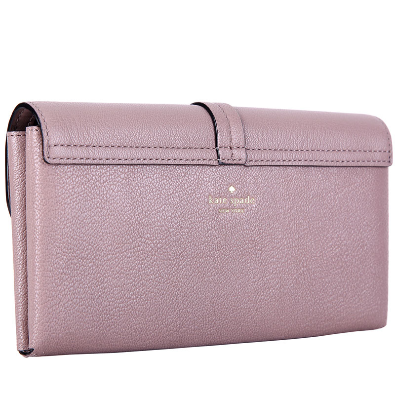 凯特丝蓓katespade奢侈品女士玫瑰色皮质长款钱包钱夹wlru3081274