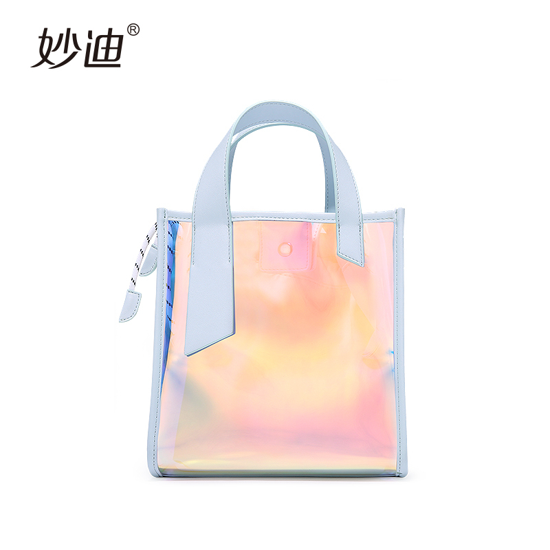 镭射果冻包2019时尚潮款韩版ins少女包包透明包小清新仙女手提斜挎包