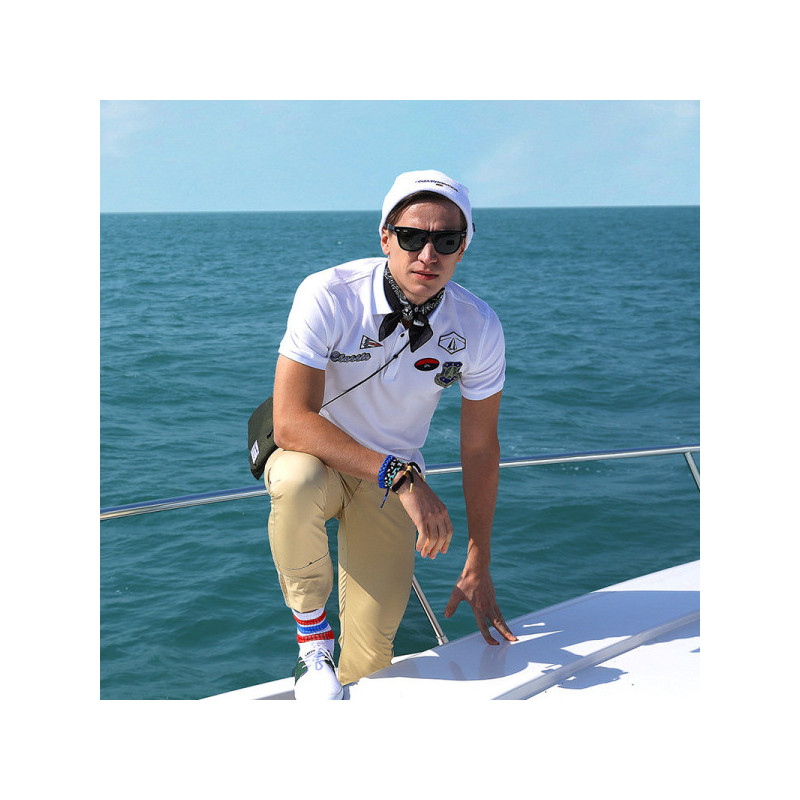 GIOVANNI ALESSASNDRO GA男装夏新POLO衫丝光棉刺绣时尚短T恤