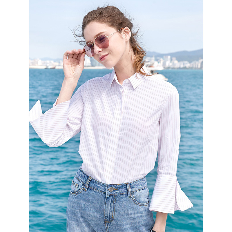 杰米克（JenMick）2018春夏新款女士衬衫纯棉时尚百搭简约