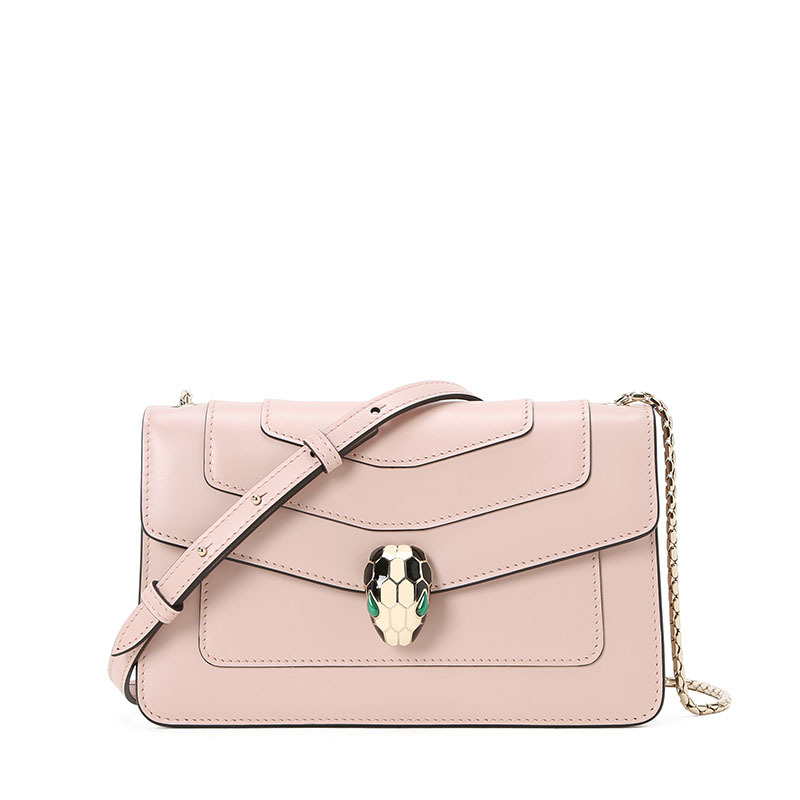 宝格丽 BVLGARI SERPENTI FOREVER 口盖包 经典蛇头光面皮 女士手提包 287023银扣