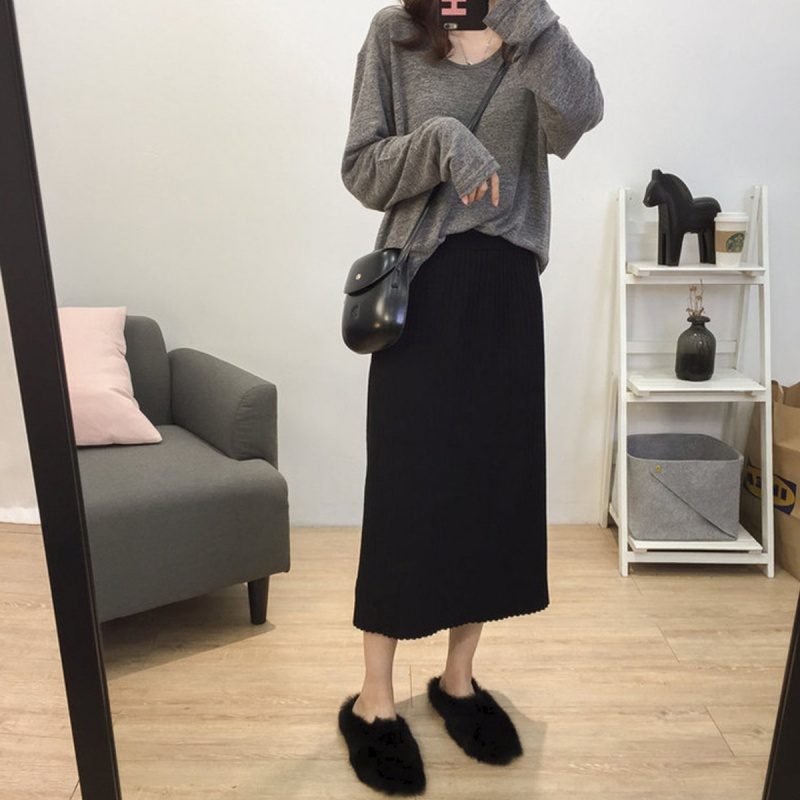 如熙超火基础款薄针织衫女长袖百搭款宽松显瘦打底衫