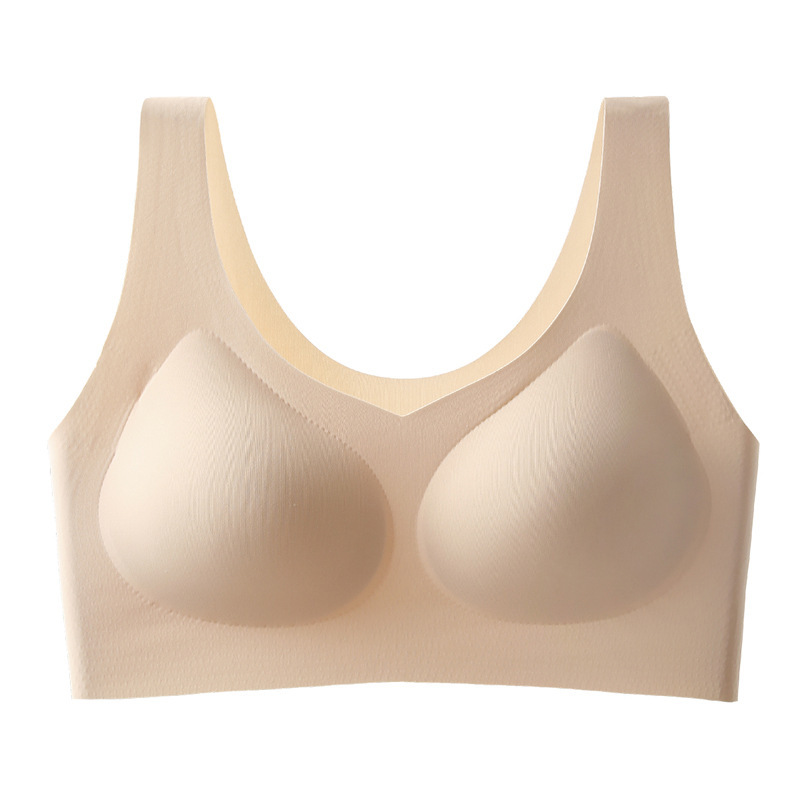 运动内衣女背心式文胸乳胶固定杯舒适无痕无钢圈薄款调整型胸罩夏