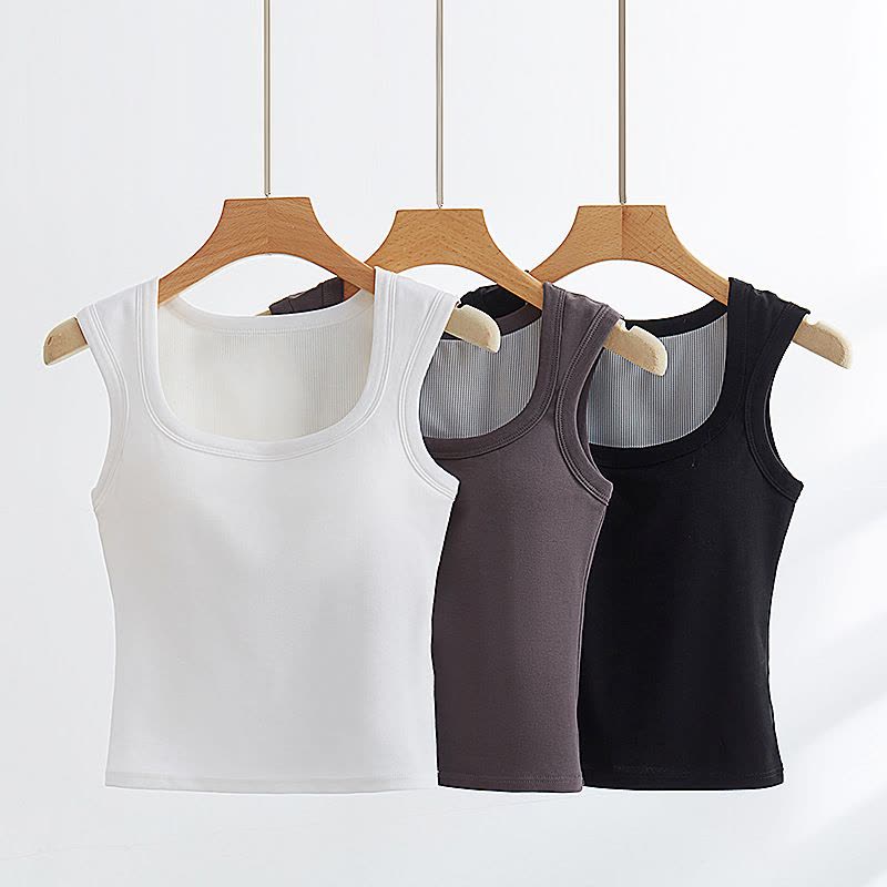 春夏90棉防透肉透气散热层免穿文胸固定杯女士宽肩带背心百搭内衣图片