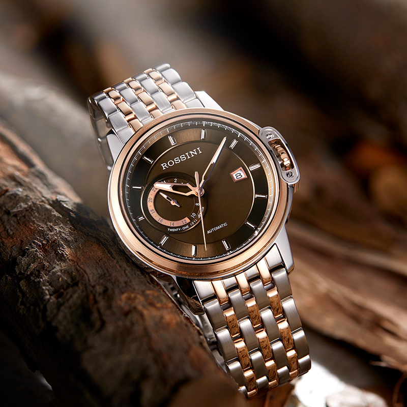 罗西尼rossini手表雅尊商务系列时尚腕表24小时日历勋章自动机械表