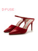 D：Fuse/迪芙斯尖头细跟职业休闲漆皮女拖鞋DF82110233