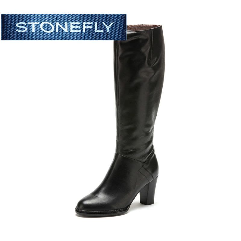 斯通富来STONEFLY冬季牛皮圆头高跟时尚纯色长靴女SD44117065图片