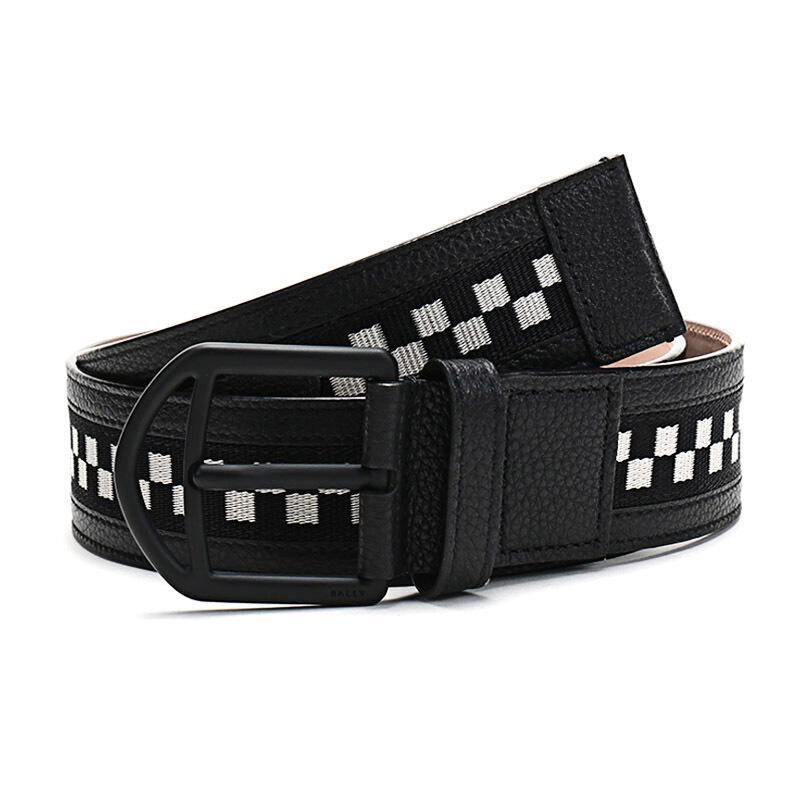 bally巴利男士织物配皮针扣式皮带腰带novo40mvp