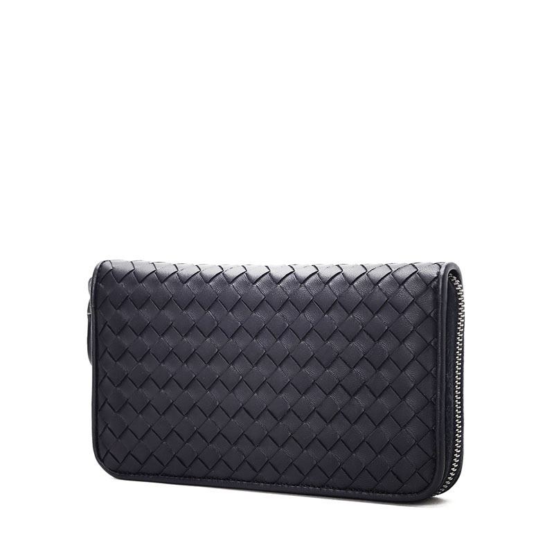 bottegaveneta葆蝶家女钱包羊皮经典编织长款拉链钱夹114076