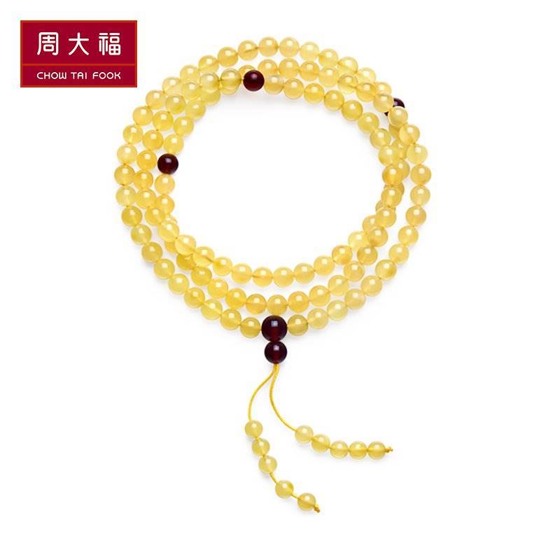 周大福（CHOW TAI FOOK)简约时尚琥珀石宝石手链/手串V111710