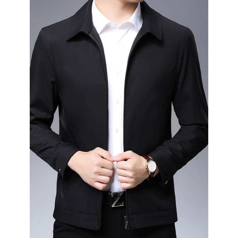 恒源祥男士夹克外套2020新款男装休闲翻领夹克中年爸爸装上衣