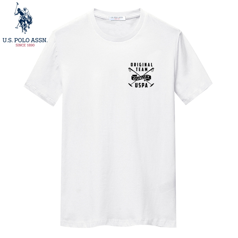 USPOLO ASSN（100%棉）夏季新款男士短袖T恤衫运动休闲时尚简约圆领印花宽松上衣