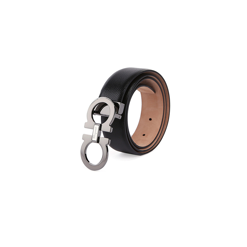 Ferragamo 菲拉格慕 男士牛皮板扣皮带腰带箱包配件黑色105 CM 679493 067145