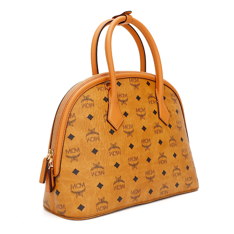 mcm奢侈品女士annavisetos系列干邑色人造革大号手提单肩斜挎包mwtbs