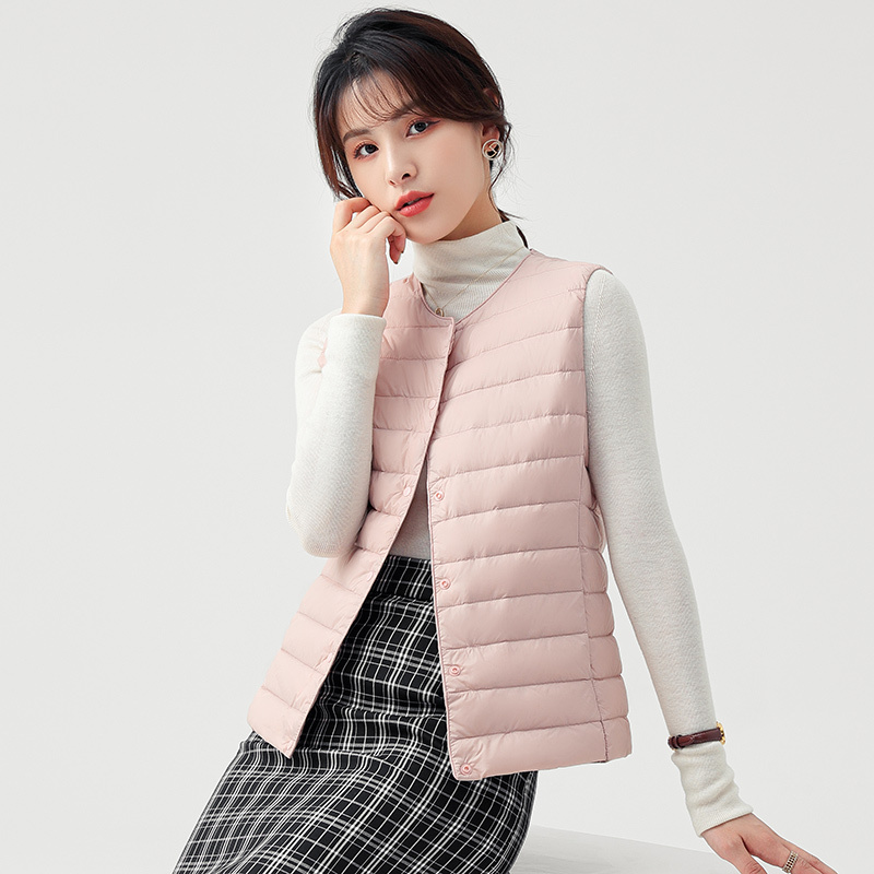 羽绒马甲女秋冬季短款轻薄内穿保暖坎肩女士打底内胆马圆领夹背心