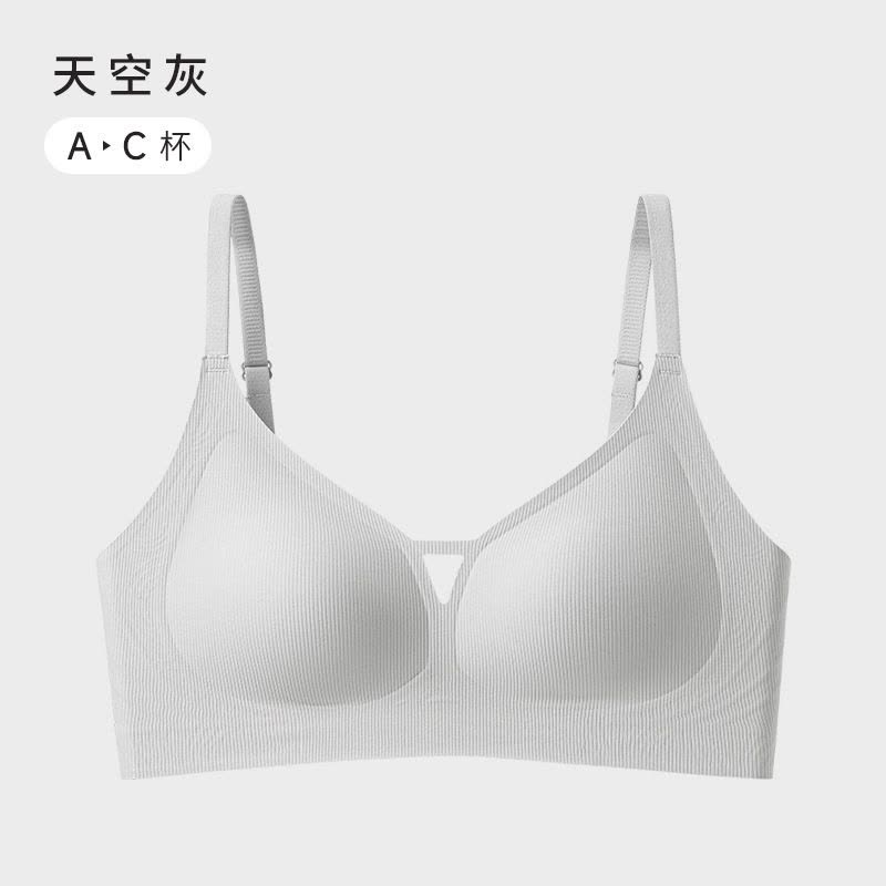 裸感无痕内衣薄款女夏季无钢圈小胸聚拢不空杯螺纹果冻文胸罩图片