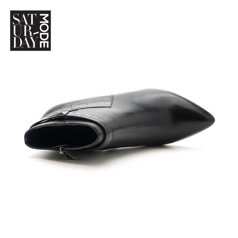 SATURDAYMODE牛皮革细跟尖头时尚短靴MD64116227图片