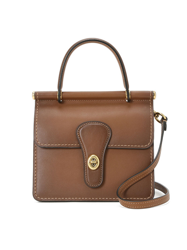 蔻驰 COACH 通勤手拎包 椭圆扣光面皮 女士单肩斜挎手提包 89225