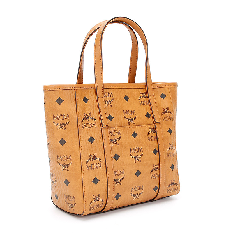mcm女士新款干邑色时尚人造革手提单肩斜挎包购物包七夕礼物送女友m