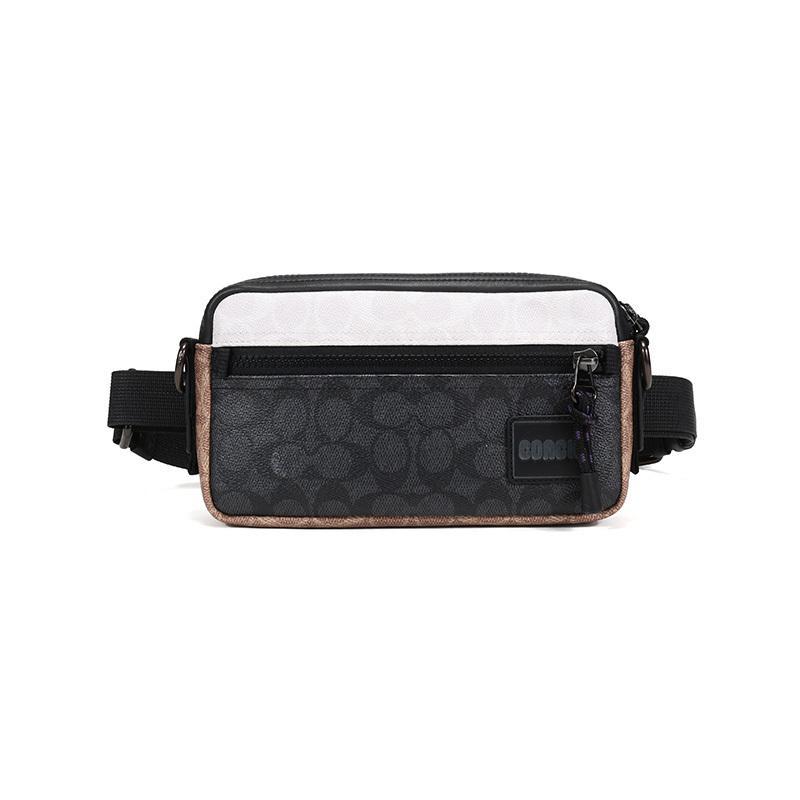 coach蔻驰男士专柜款涂层帆布胸包单肩斜挎包腰包手拿包4954