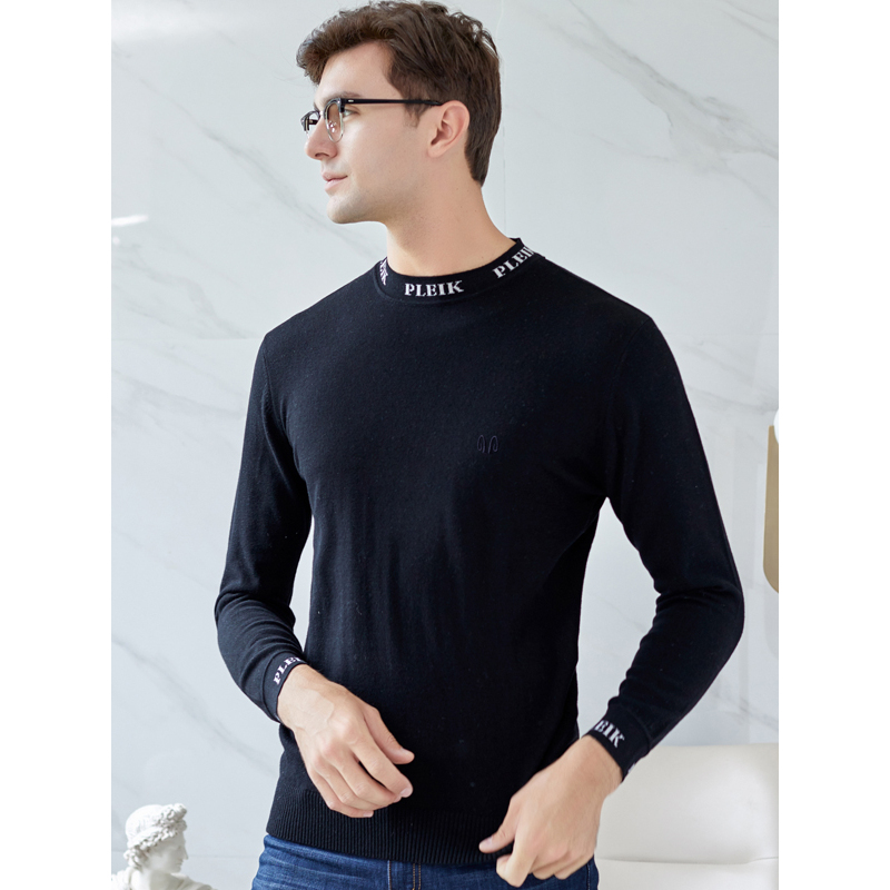 恒源祥男士纯羊毛衫秋冬款圆领纯羊毛套头宽松时尚纯色针织衫