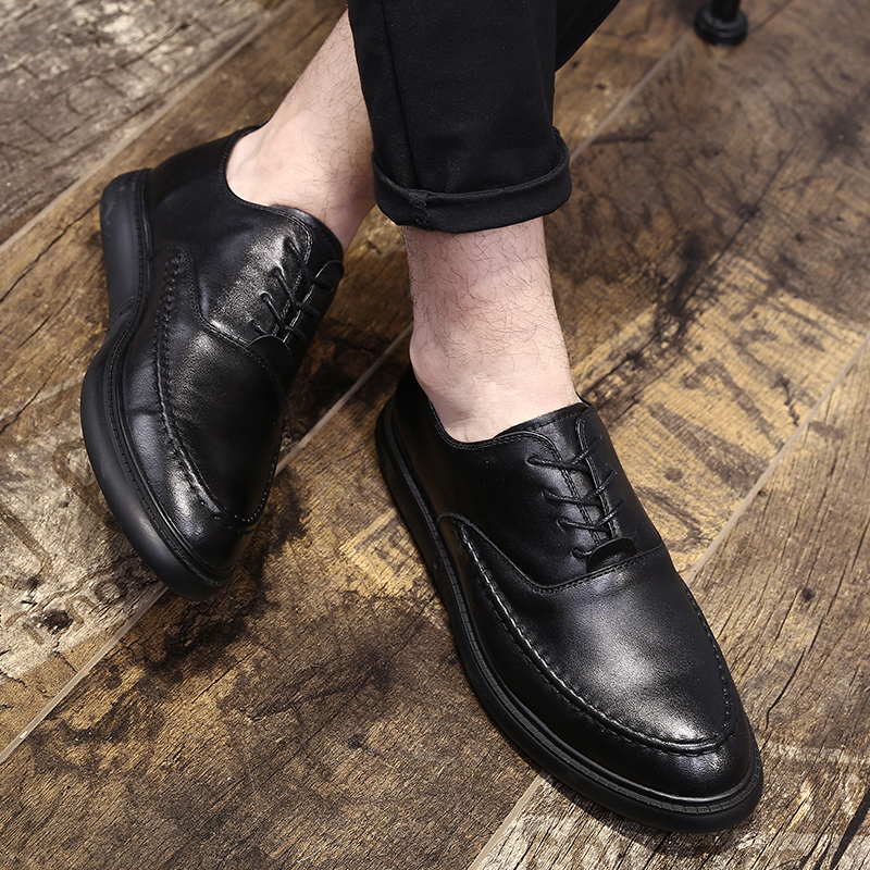 皮鞋男真皮鞋子男韩版潮流青年男士商务休闲鞋夏季英伦男鞋休闲皮鞋