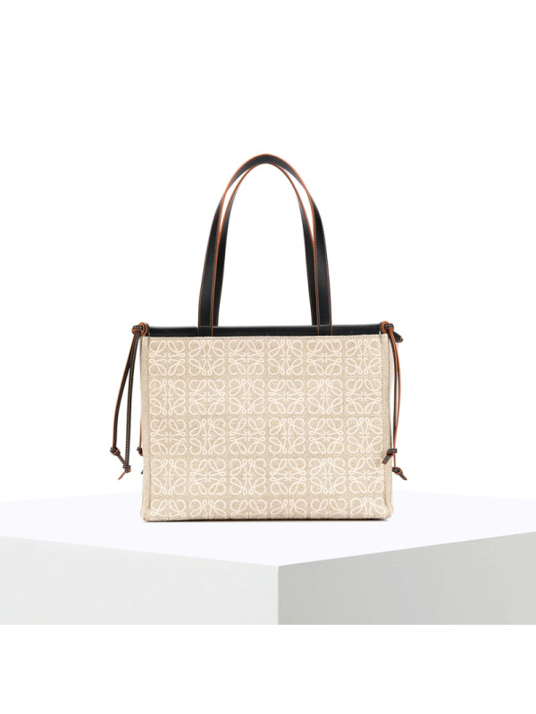 预售 罗意威LOEWE Anagram 亚麻和牛皮革 Cushion Tote 手袋 女士手提包 A612B90X14