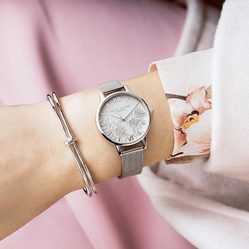 OLIVIABURTON腕表 女式石英表 圆形休闲时尚石英表 女 腕表 OB16MV54 典雅素银30mm
